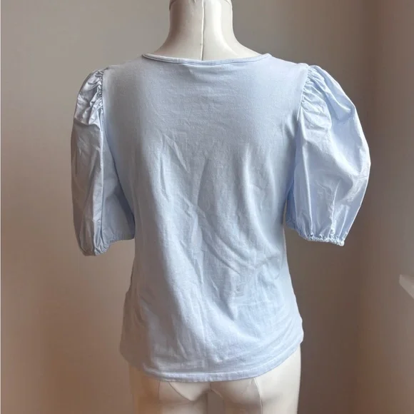 H&M Light Blue Puff Sleeve Top - Picture 4 of 5